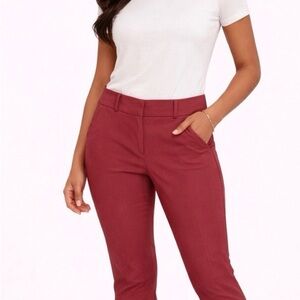 NWT LOFT Mid-Rise Curvy Skinny Ankle In Burgundy Size 4